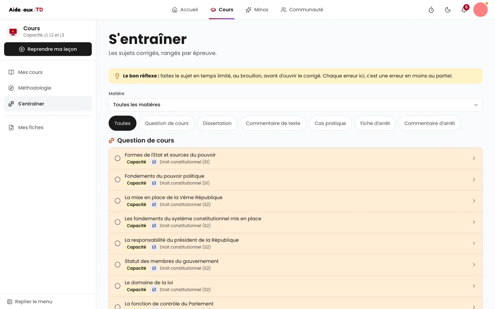 Les sujets corrigés, rangés par épreuve
