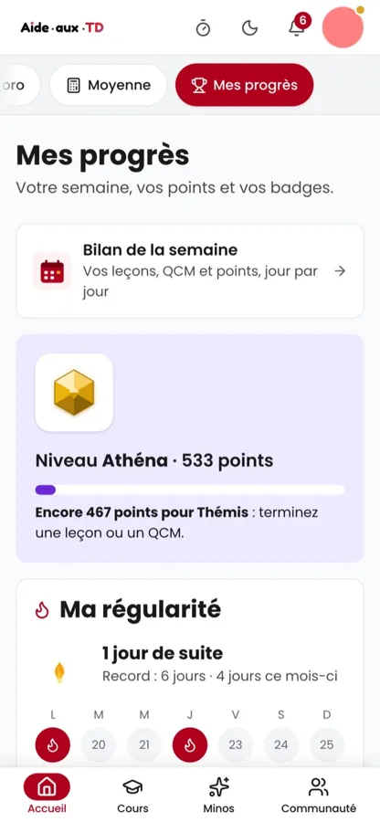 Mes progrès